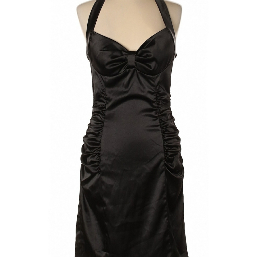 Ruby Rox Black Satin Halter Dress
